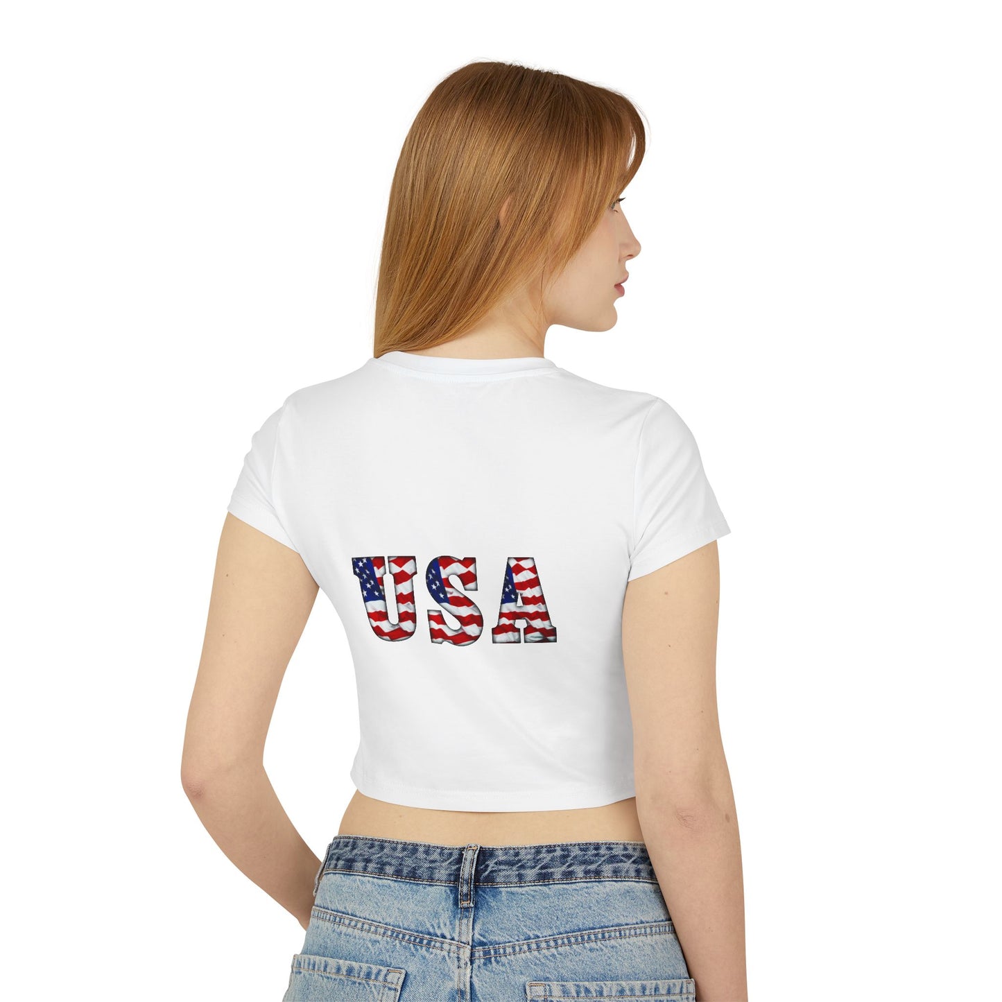 Princess Grace  Patriotic USA Women's Baby Tee Celebrate Independence Day & Summer Vibes