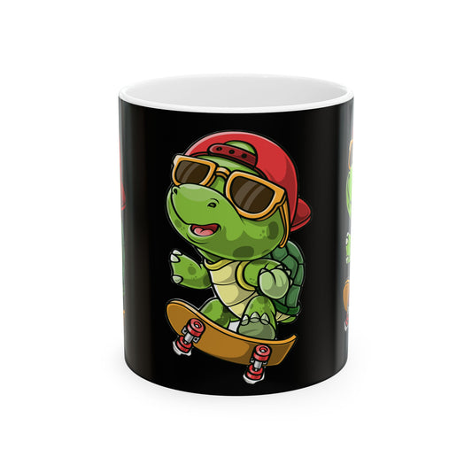 Princess Grace  Cool Skateboarding Turtle Ceramic Mug  Fun Gifts for Animal Lovers