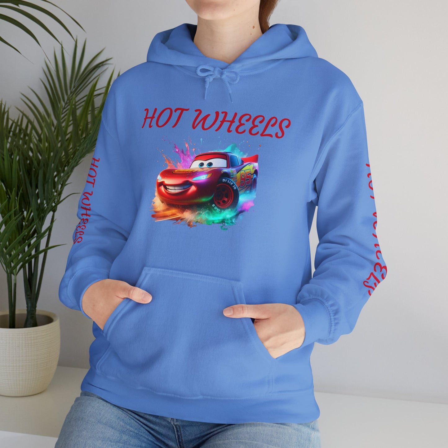 Princess Grace  Hot Wheels Unisex Heavy Blend Hooded Sweatshirt Fun and Colorful Racing Design