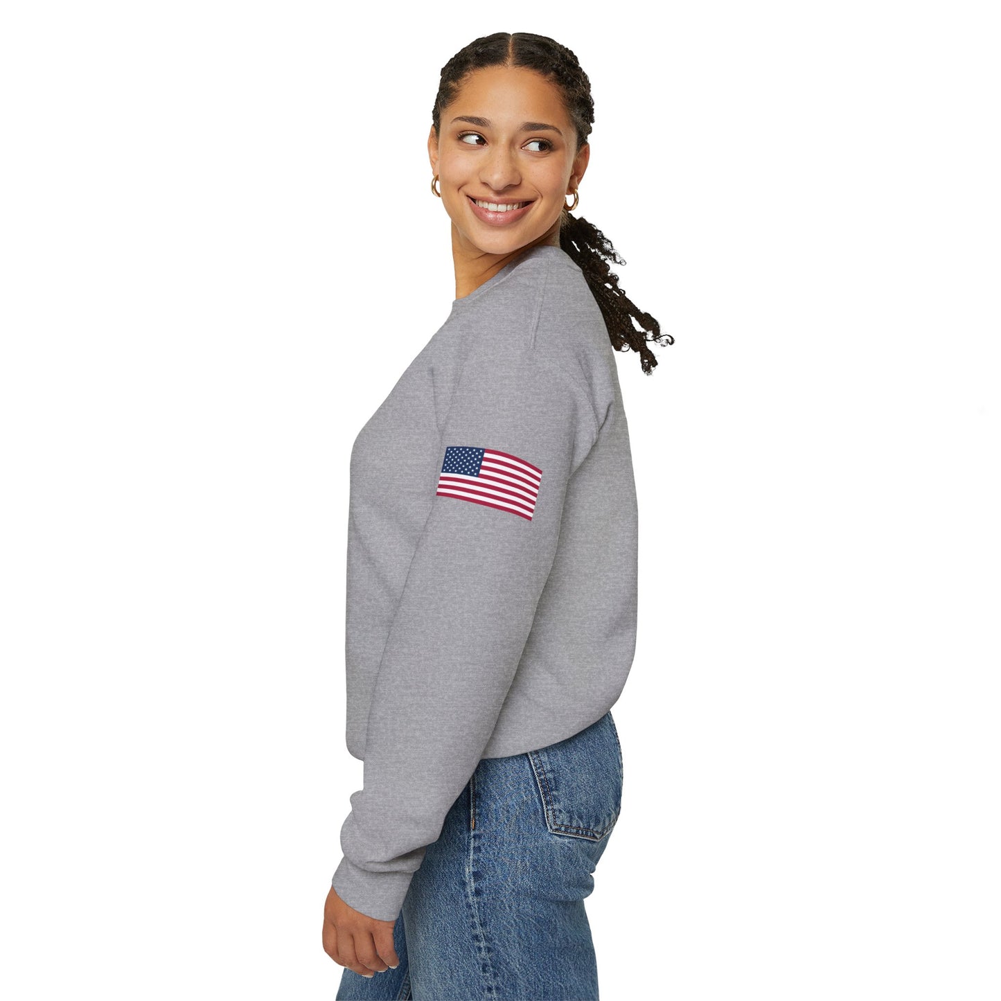 Princess Grace  Patriotic Unisex Crewneck Sweatshirt with American Flags