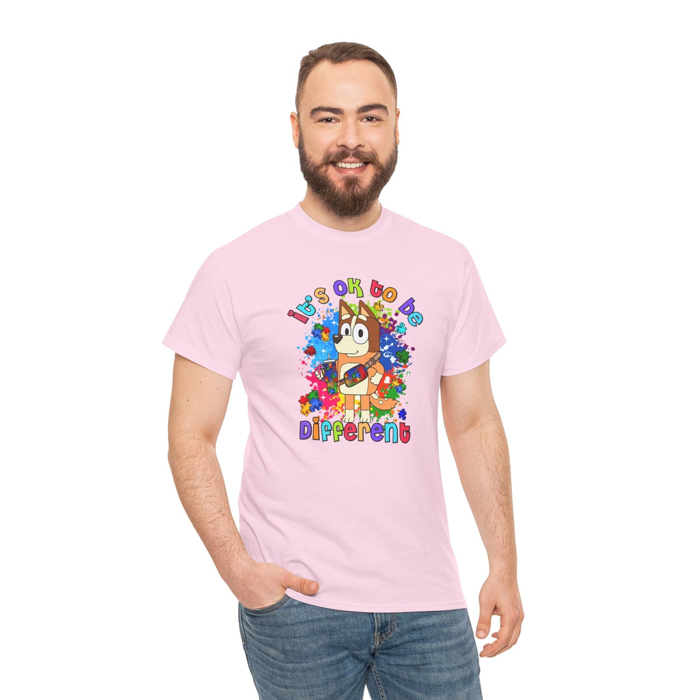 Princess Grace  Bluey Unisex Heavy Cotton Tee  "It's OK to Be Different" Colorful Graphic Tee