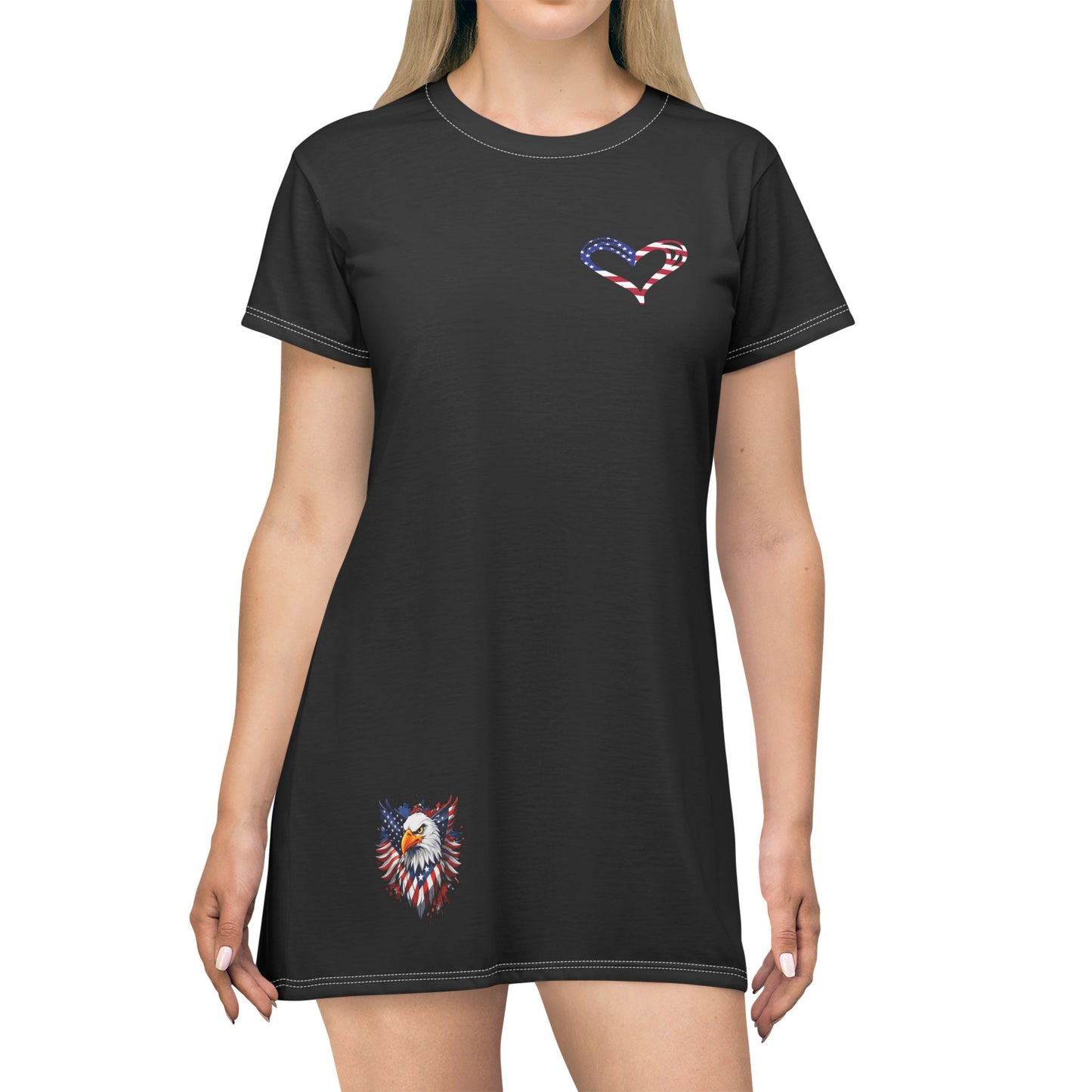 Princess Grace  Patriotic Heart T-Shirt Dress for Everyday Comfort