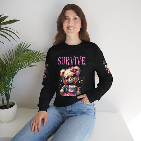 Princess Grace Survive Teddy Bear Sweatshirt - Unisex Heavy Blend Crewneck