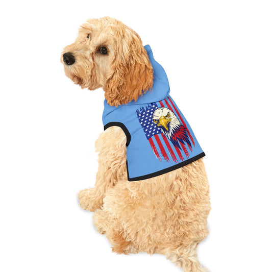 Princess Grace  Patriotic Eagle Pet Hoodie  Cozy Blue Dog Hoodie for Independence Day