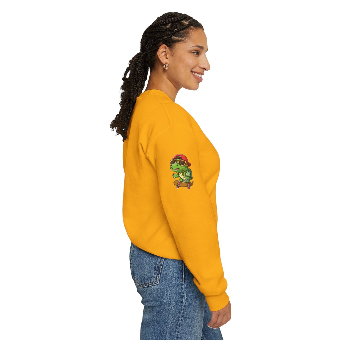 Princess Grace  Cool Turtle Skateboarding Crewneck Sweatshirt for Kids and Teens