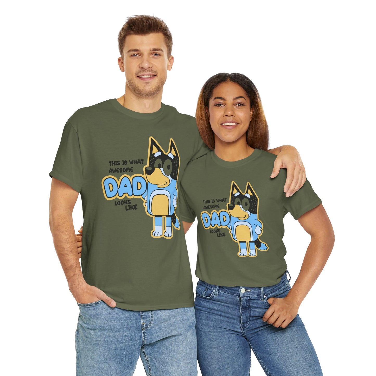 Princess Grace  Bluey  Awesome Dad Unisex Heavy Cotton Tee  Funny Gift for Father's Day