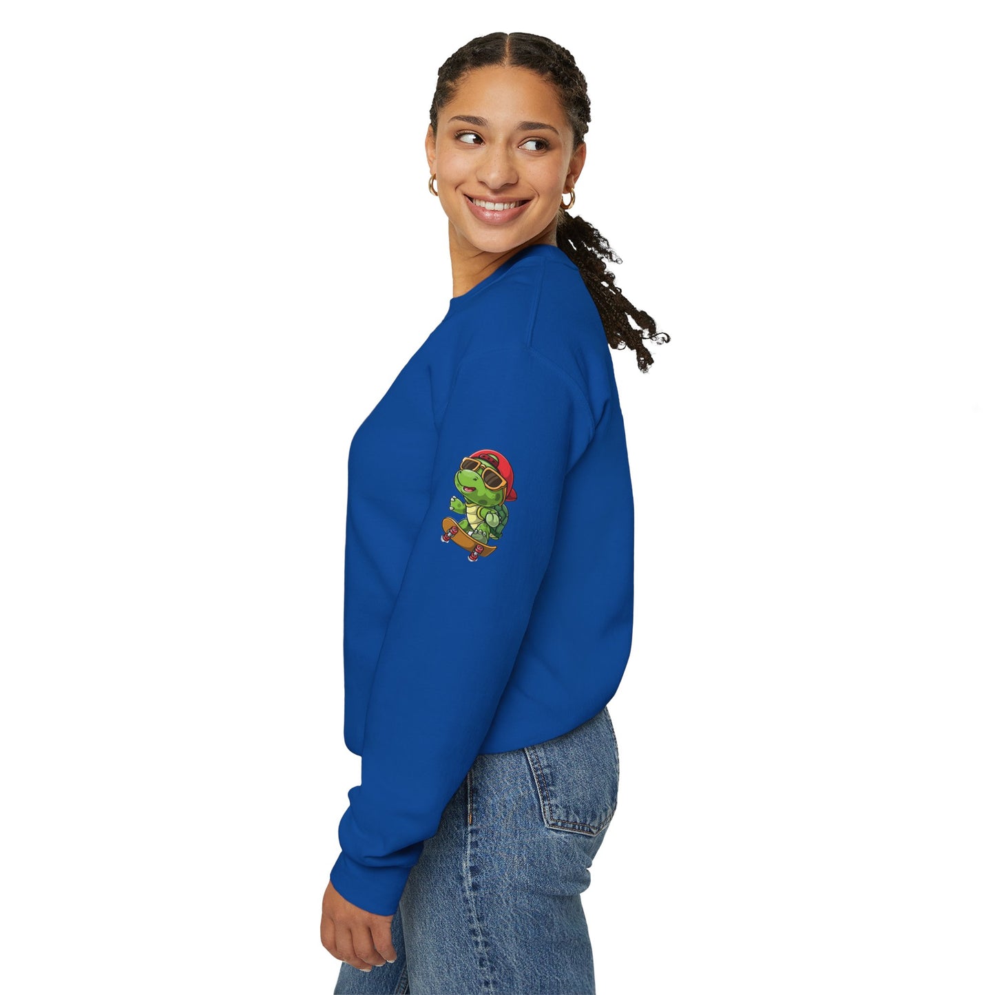 Princess Grace  Cool Turtle Skateboarding Crewneck Sweatshirt for Kids and Teens