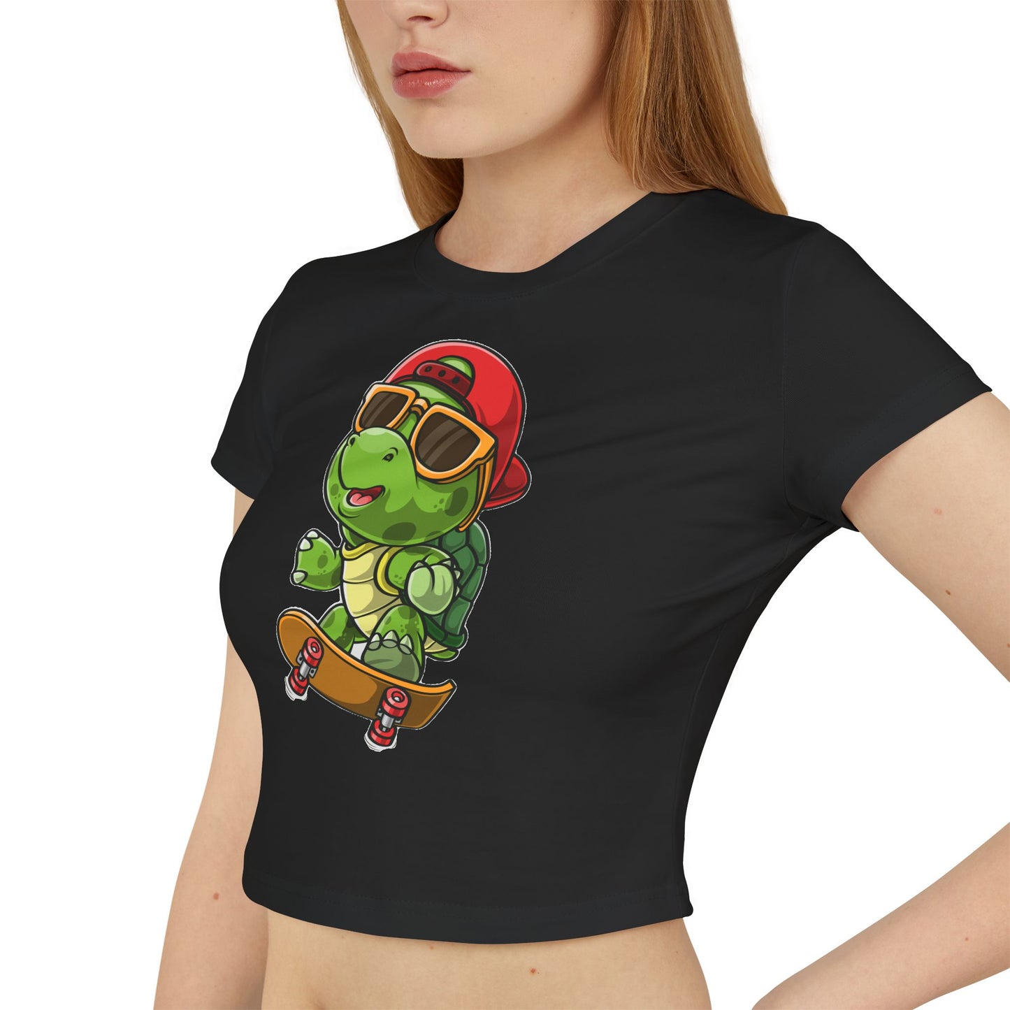 Princess Grace  Cute Skateboarding Turtle Women's Baby Tee