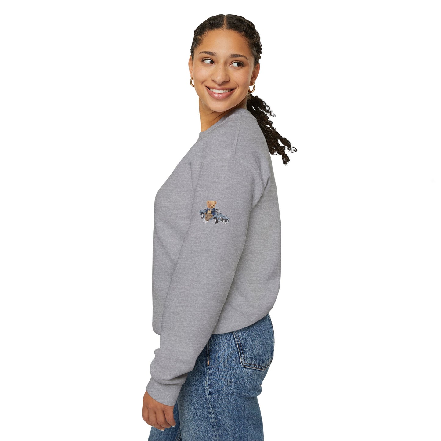 Princess Grace  Stylish Crewneck Sweatshirt with Bear and Car Design