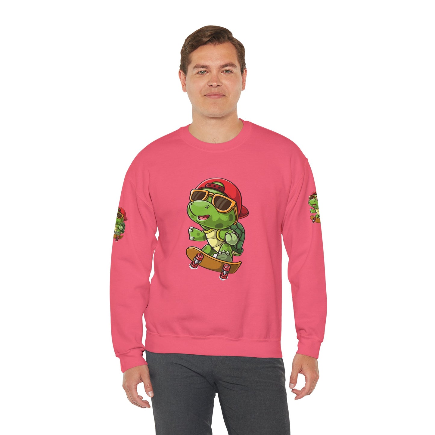 Princess Grace  Cool Turtle Skateboarding Crewneck Sweatshirt for Kids and Teens