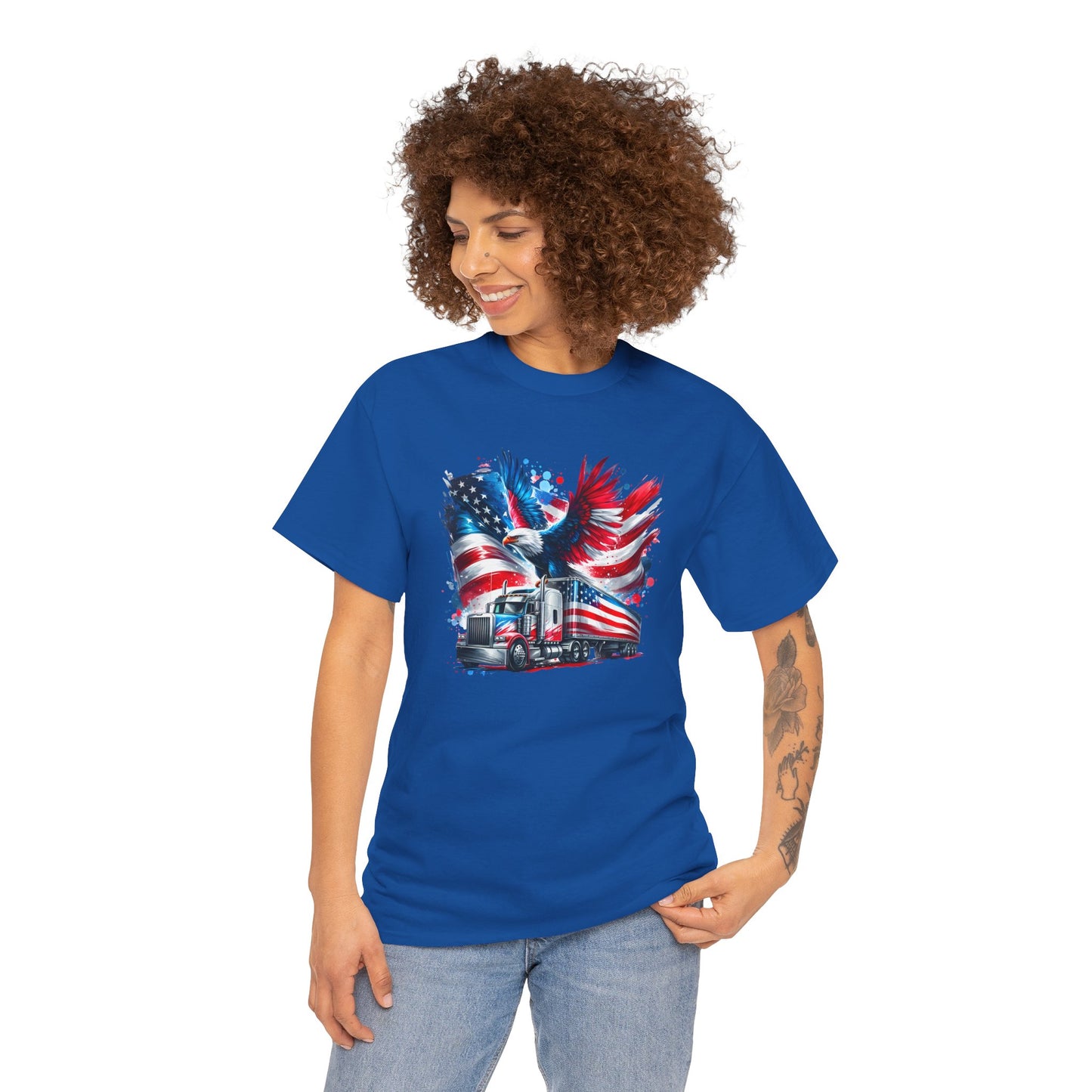 Princess Grace  Patriotic Eagle Truck Unisex Heavy Cotton Tee