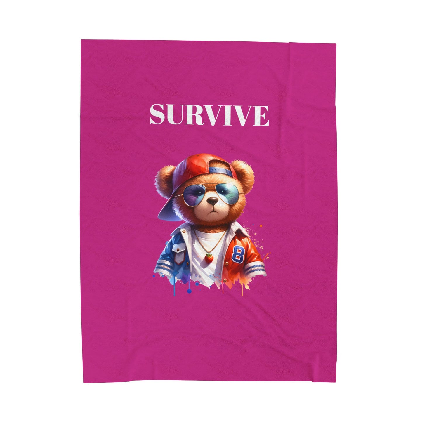 Princess Grace  Survive Bear Design Velveteen Plush Blanket