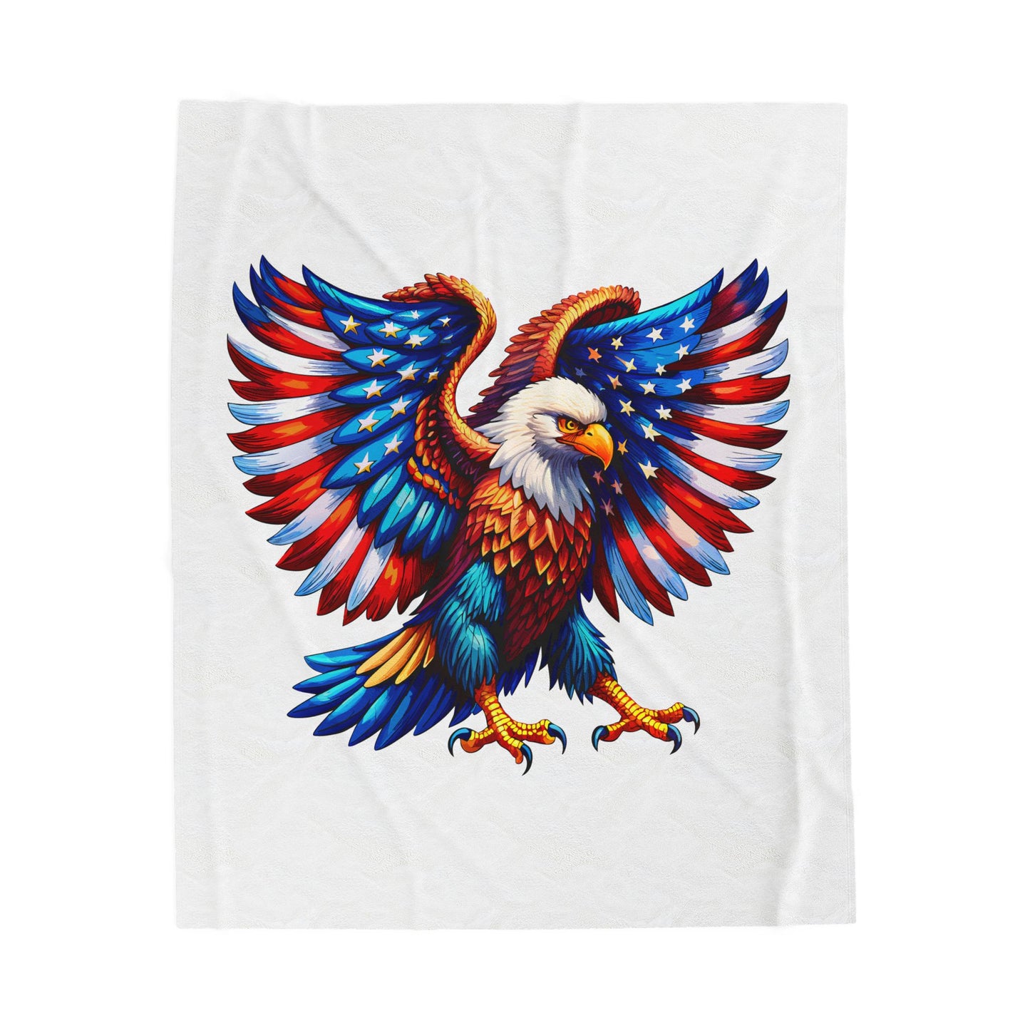 Princess Grace  Patriotic Eagle Velveteen Plush Blanket  Cozy Americana Home Decor