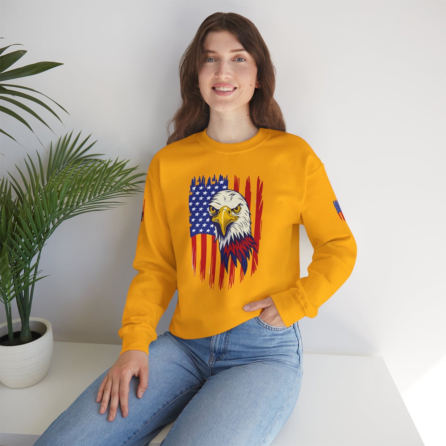 Princess Grace Patriotic Eagle Crewneck Sweatshirt Unisex Heavy Blend