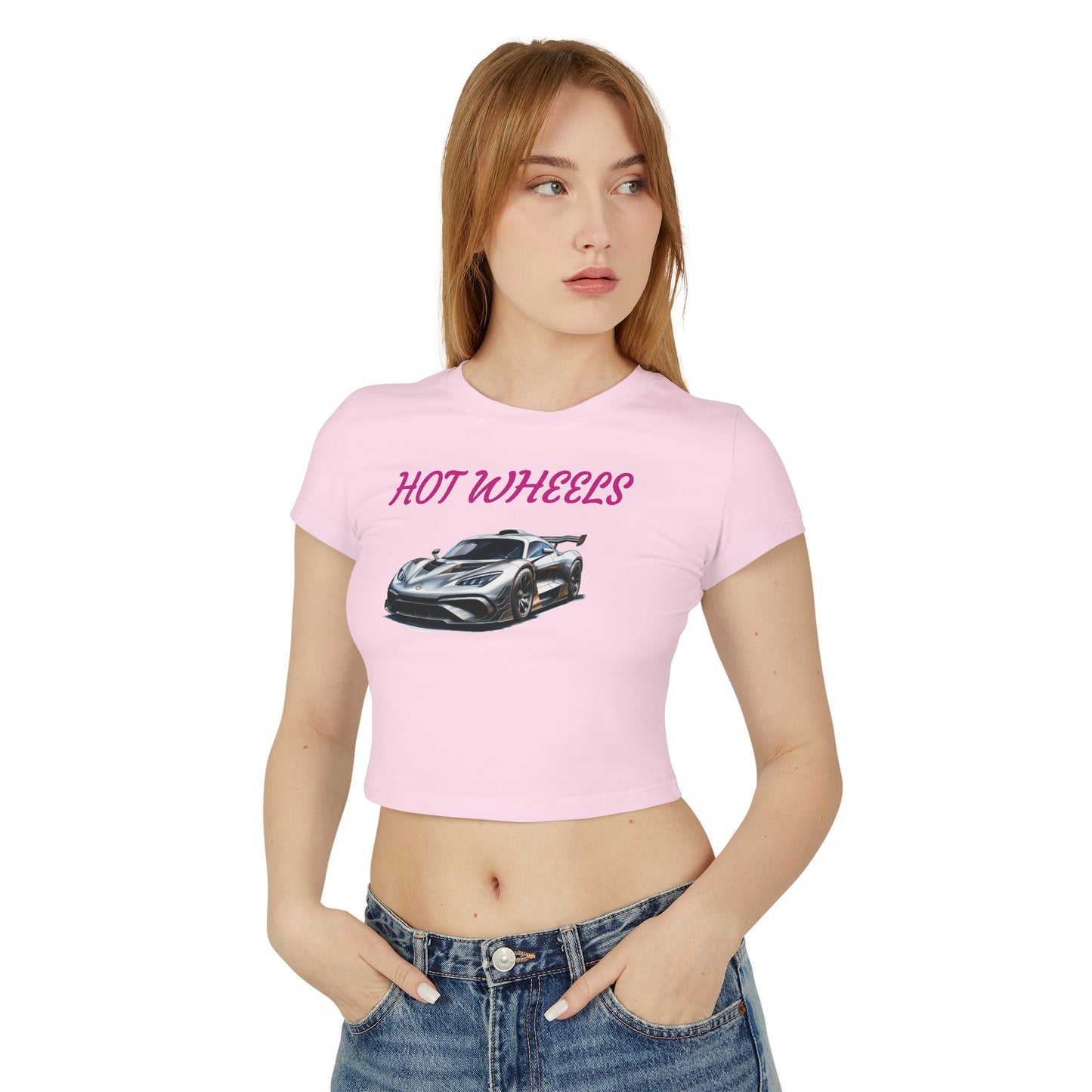 Princess Grace  Hot Wheels Women's Baby Tee Trendy Car Graphic Tee for Automotive Enthusiasts