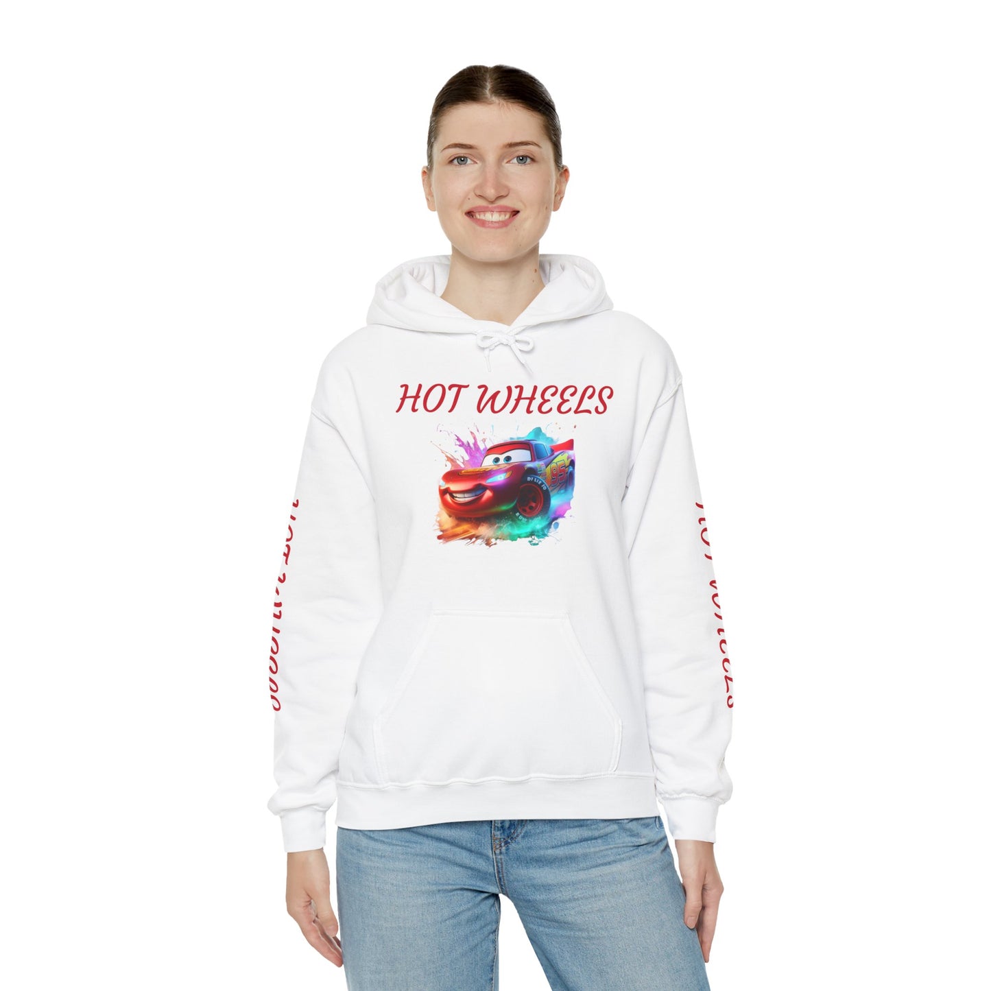 Princess Grace  Hot Wheels Unisex Heavy Blend Hooded Sweatshirt Fun and Colorful Racing Design