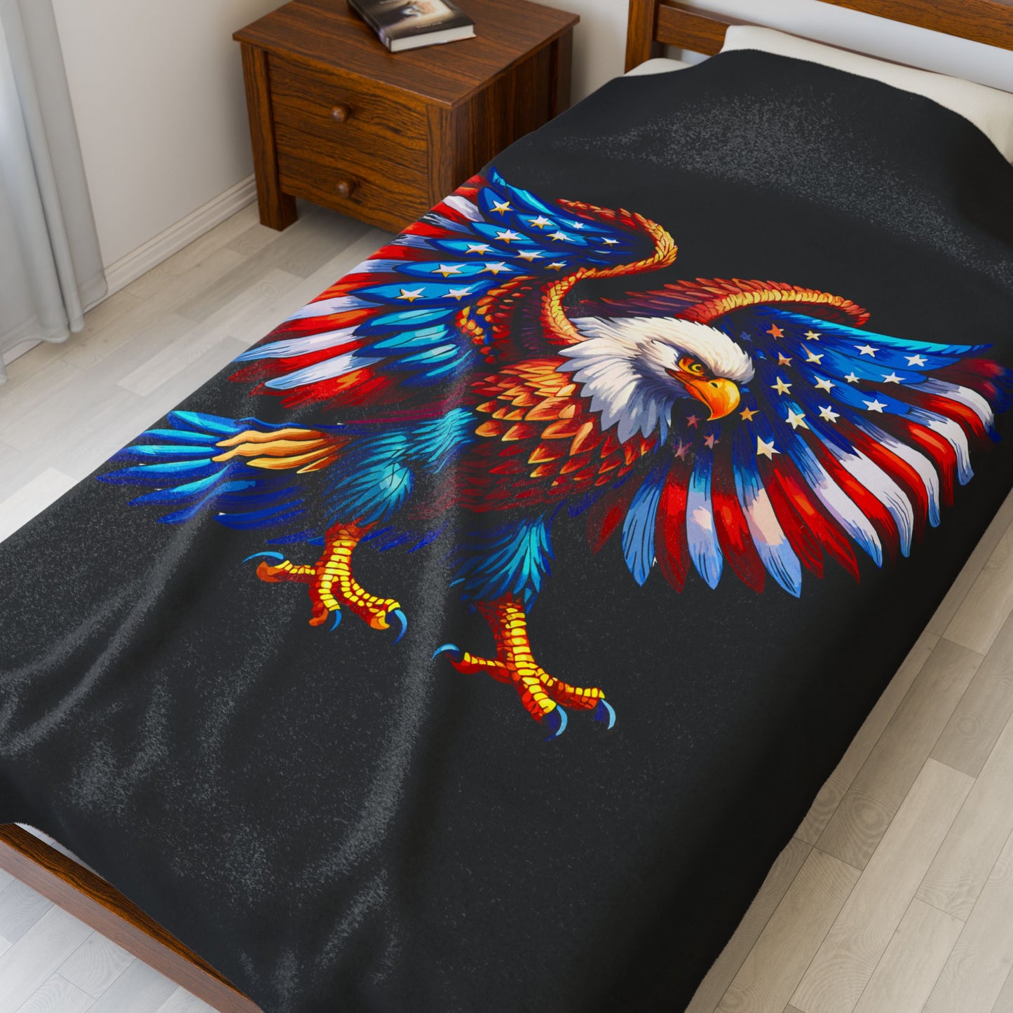 Princess Grace  Patriotic Eagle Velveteen Plush Blanket  Cozy Americana Decor