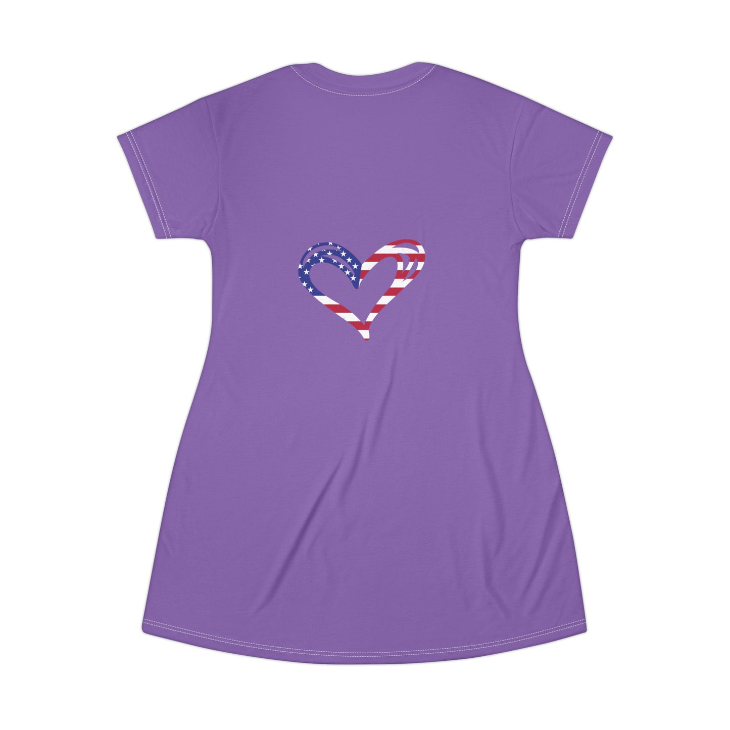 Princess Grace  Patriotic Heart T-Shirt Dress  Summer Style for Independence Day