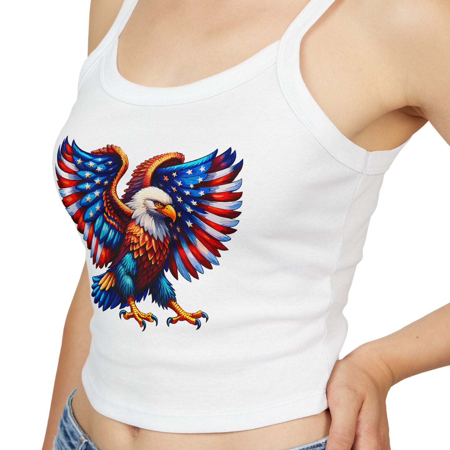 Princess Grace  Patriotic Women's Spaghetti Strap Tank Top USA Eagle Design