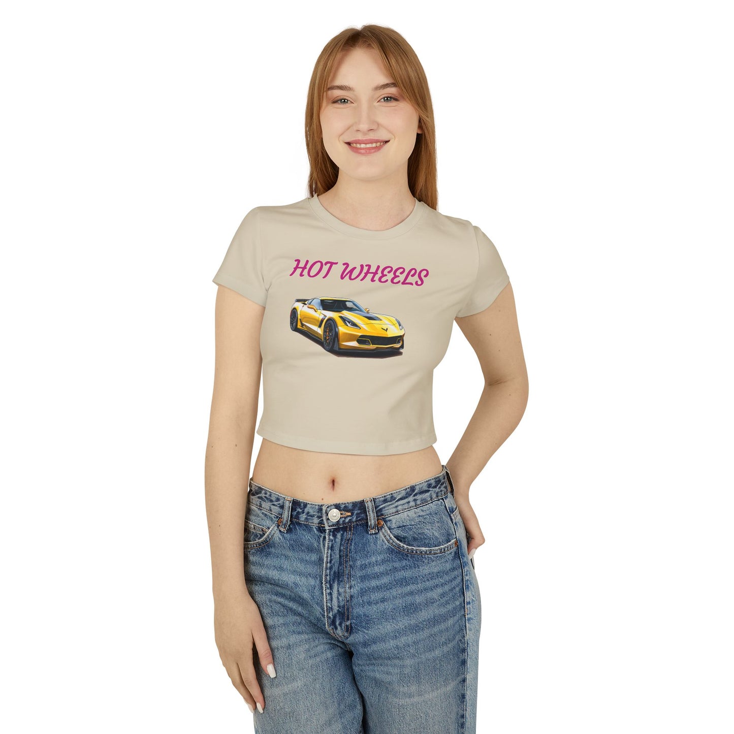 Princess Grace  Hot Wheels Women's Baby Tee Sporty Car Graphic Tee for Auto Enthusiasts