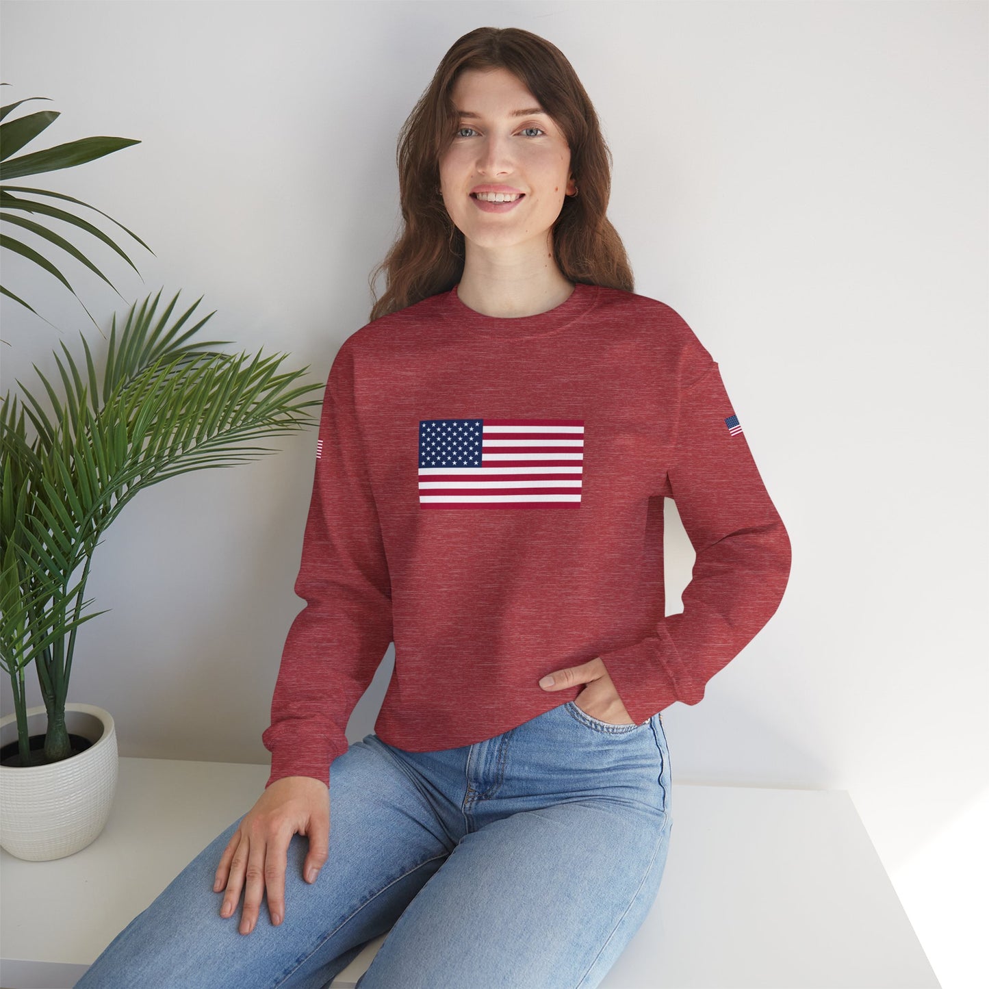 Princess Grace  TAEM USA  Patriotic Unisex Crewneck Sweatshirt with American Flags