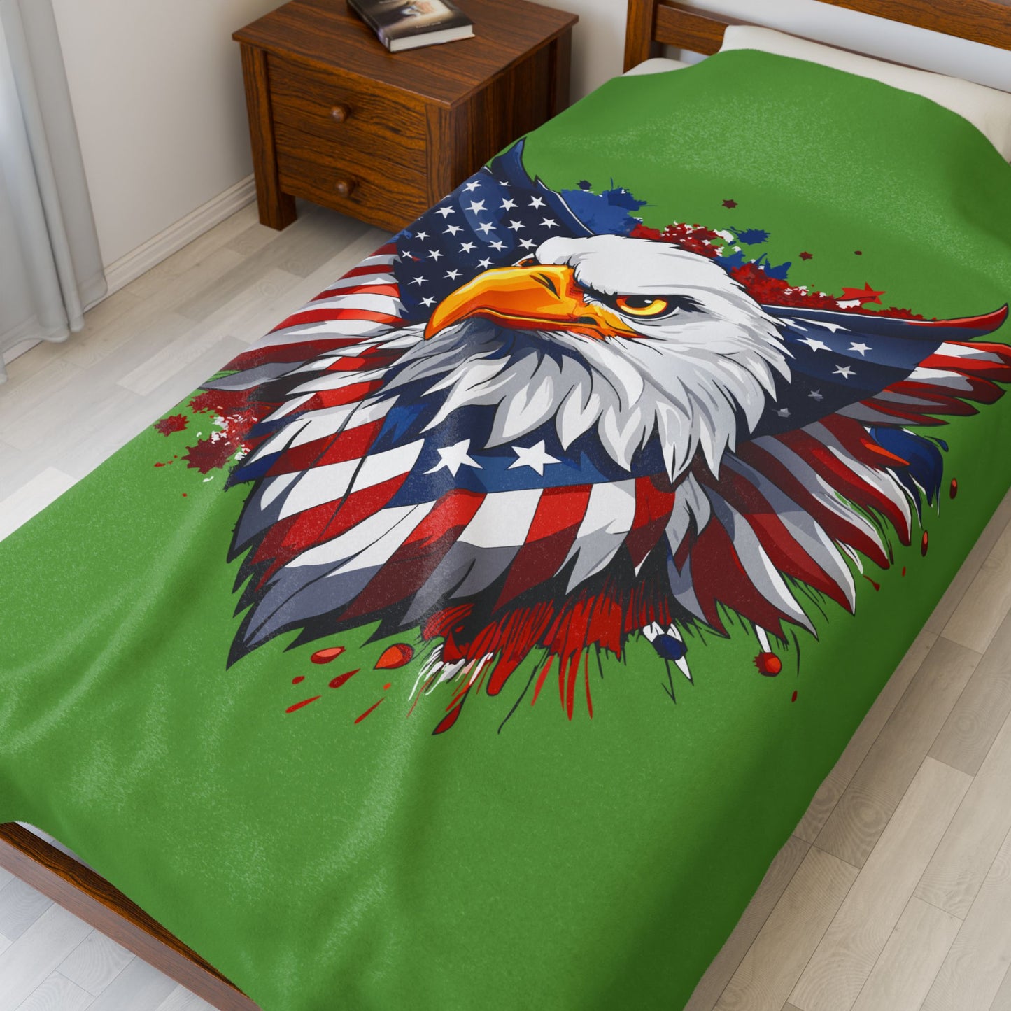 Princess Grace  Patriotic Eagle Velveteen Plush Blanket   Cozy Home Décor for Independence Day and Year Round Comfort