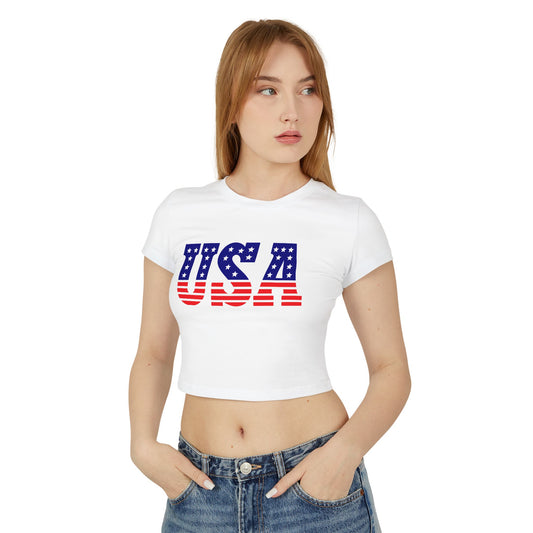 Princess Grace  Patriotic USA Women's Baby Tee  Celebrate Independence Day & Summer Style