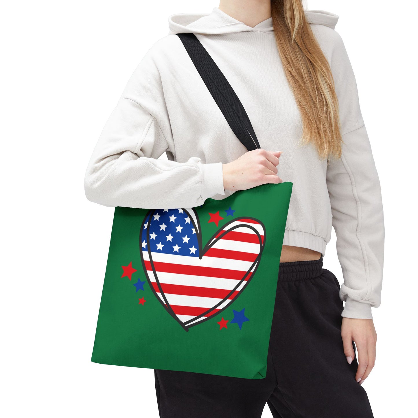 Princess Grace  Patriotic Heart Tote Bag Perfect for Independence Day and Everyday Use