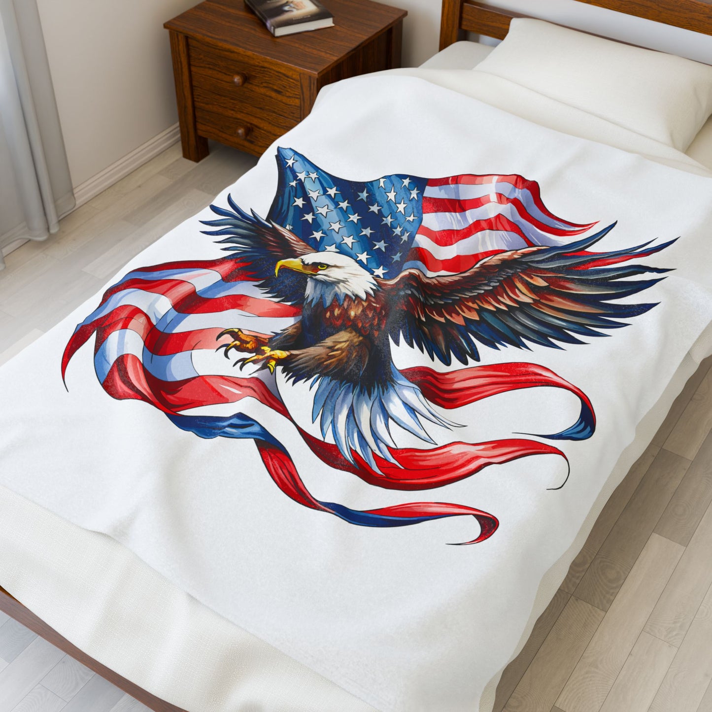 Princess Grace  Patriotic Eagle Velveteen Plush Blanket  Cozy USA Flag Throw for Independence Day and Memorial Day