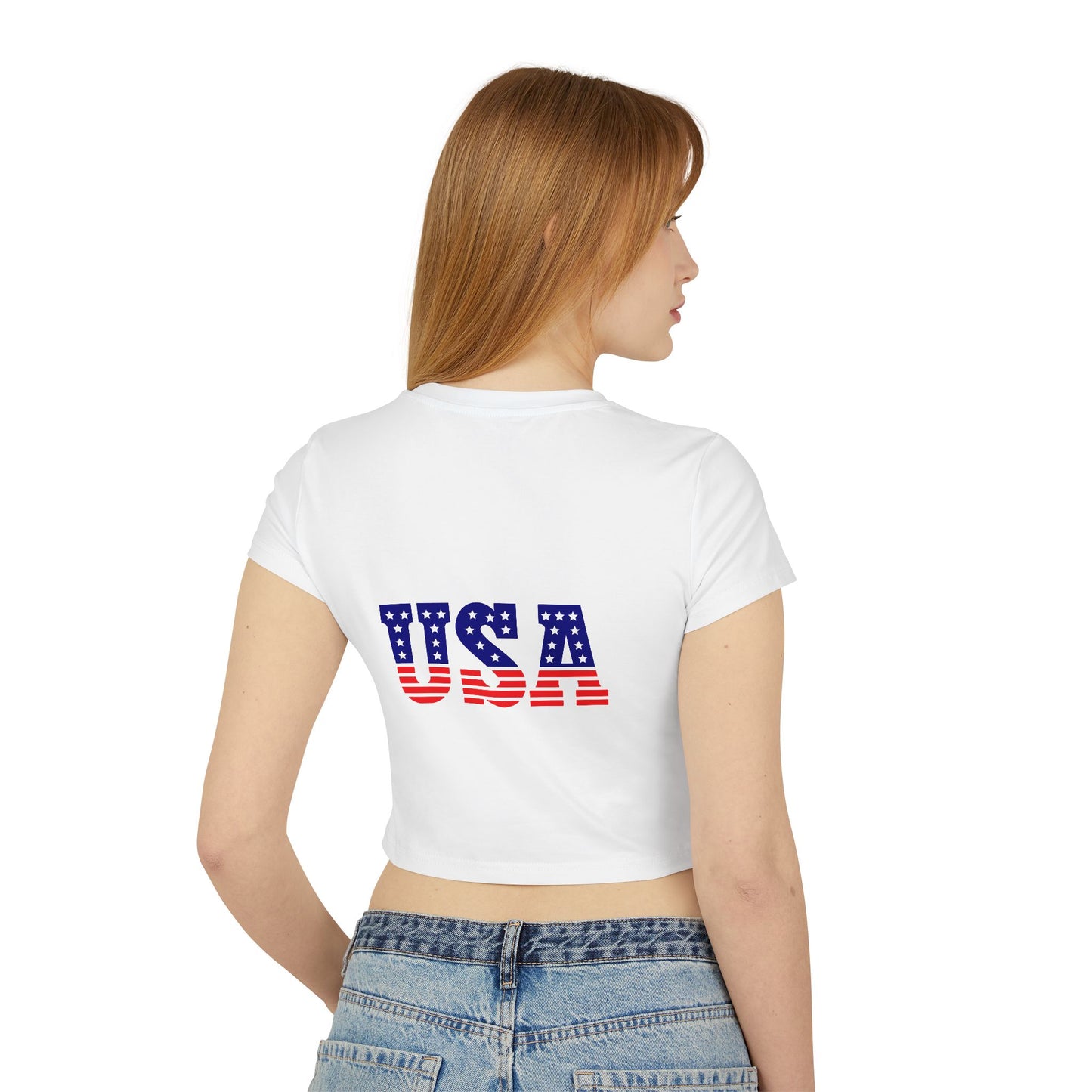 Princess Grace  Patriotic Women's Baby Tee Fierce Eagle & USA Design