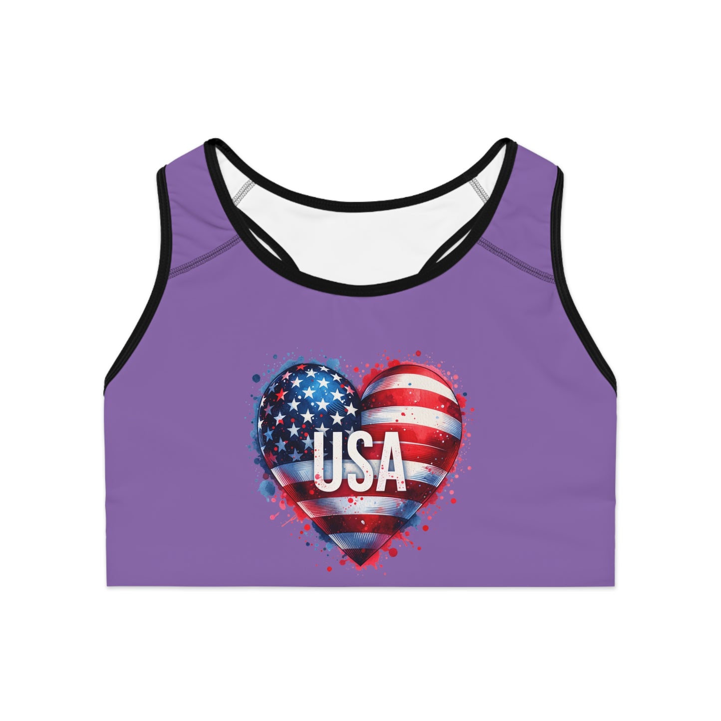 Princess Grace  Patriotic USA Heart Sports Bra