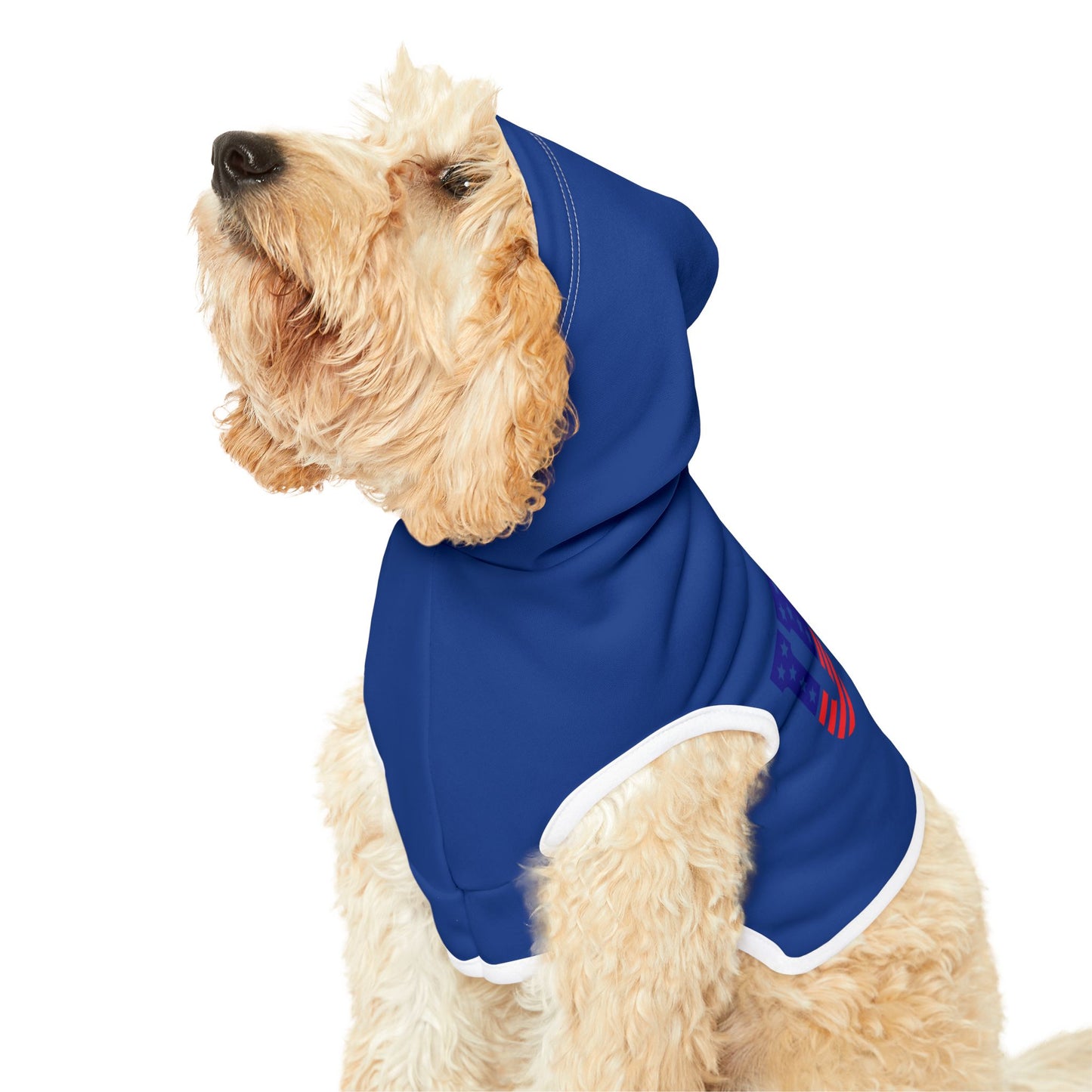 Princes  Grace  USA Flag Pet Hoodie  Stylish and Cozy Dog Apparel for Patriotic Occasions