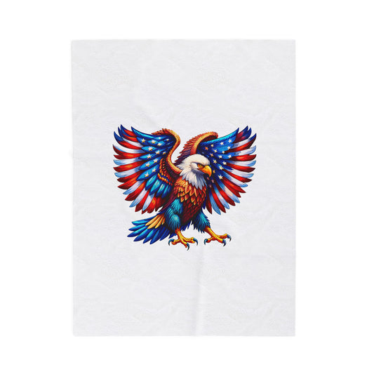 Princess Grace  Patriotic Eagle Velveteen Plush Blanket  Cozy Americana Home Decor