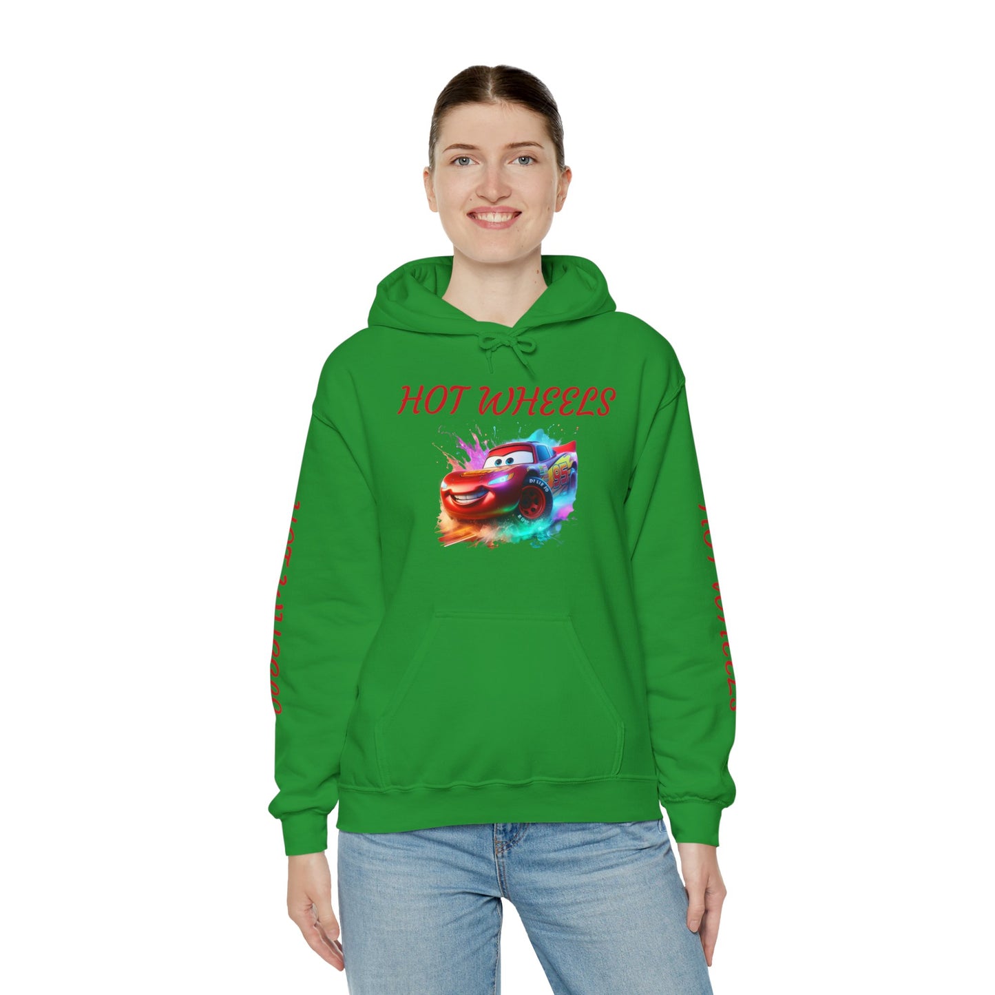 Princess Grace  Hot Wheels Unisex Heavy Blend Hooded Sweatshirt Fun and Colorful Racing Design