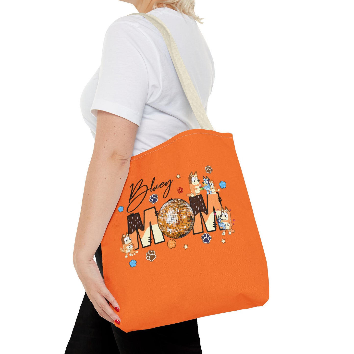 Princess Grace  Chic Bluey Mom Tote Bag Stylish Dog-Themed Accessory for Pet Lovers