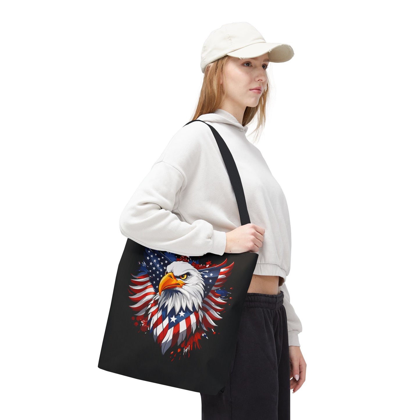 Princess Grace  Patriotic Eagle Tote Bag American Flag Design for Fourth of July & Everyday Use