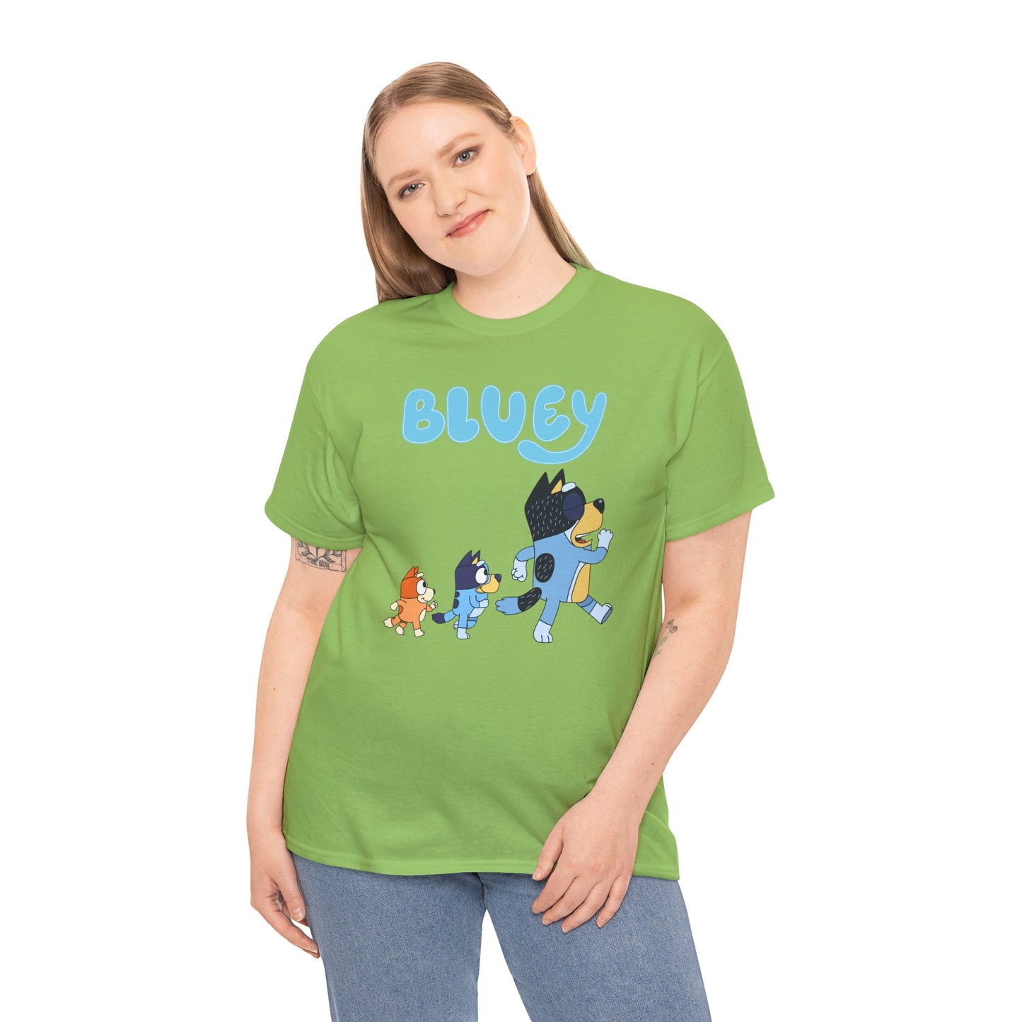 Princess Grace  Bluey Unisex Heavy Cotton Tee  Cute Cartoon T-Shirt for Kids and Adults
