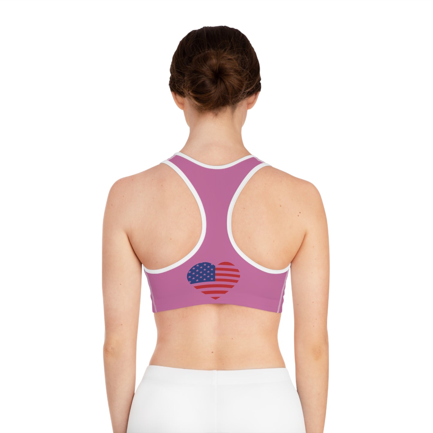 Princess Grace  Patriotic Heart Sports Bra  Perfect for Independence Day and Fitness Lovers