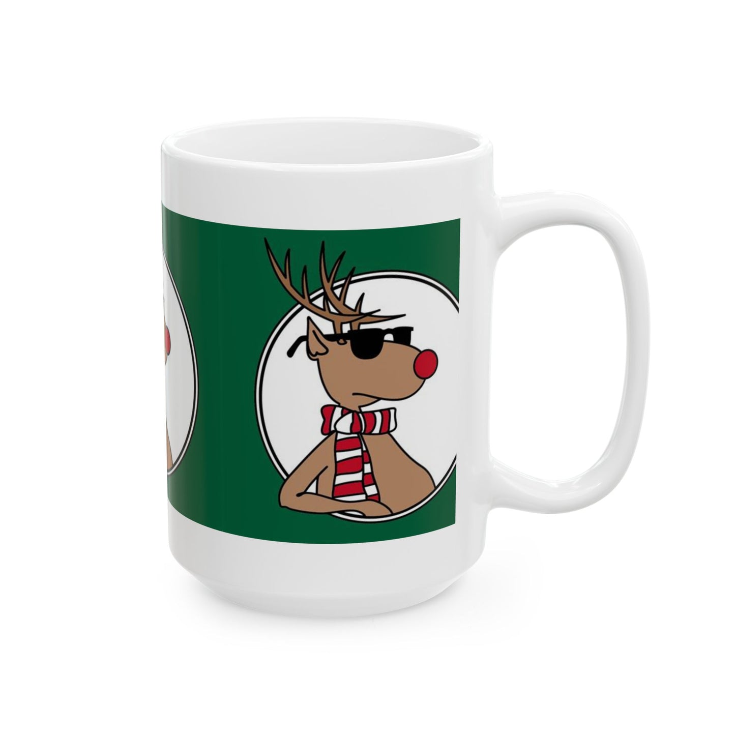 Princess Grace Cool Reindeer Ceramic Mug  Perfect for Holiday Cheer & Gift Giving