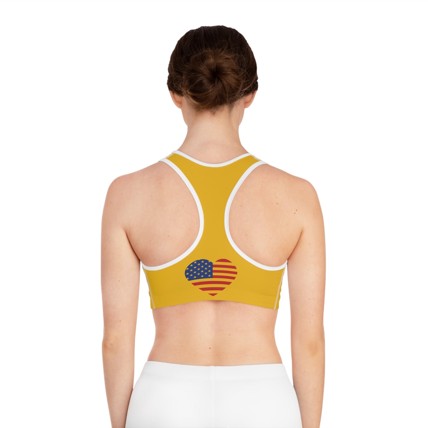 Princess Grace  Patriotic Heart Sports Bra  USA Flag Design