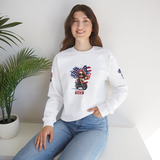 Princess Grace  Patriotic Biker Sweatshirt Unisex Heavy Blend Crewneck