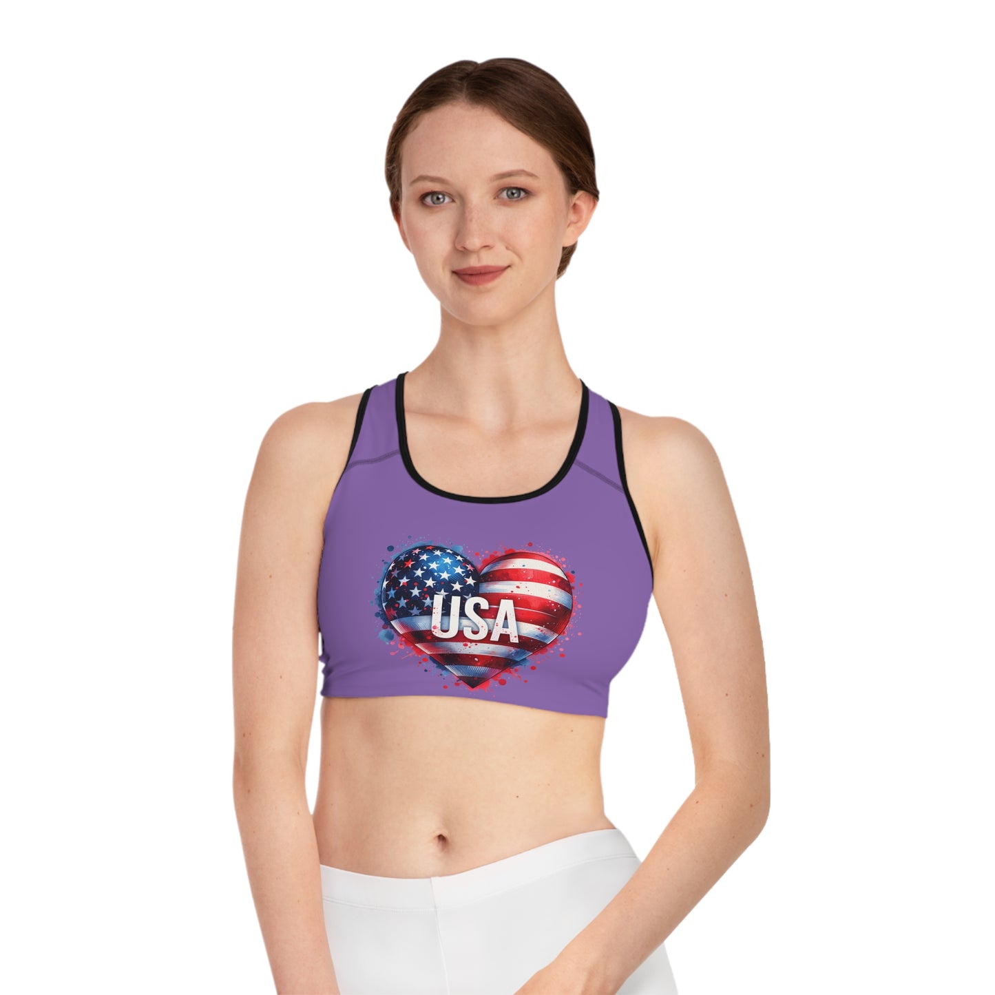 Princess Grace  Patriotic USA Heart Sports Bra