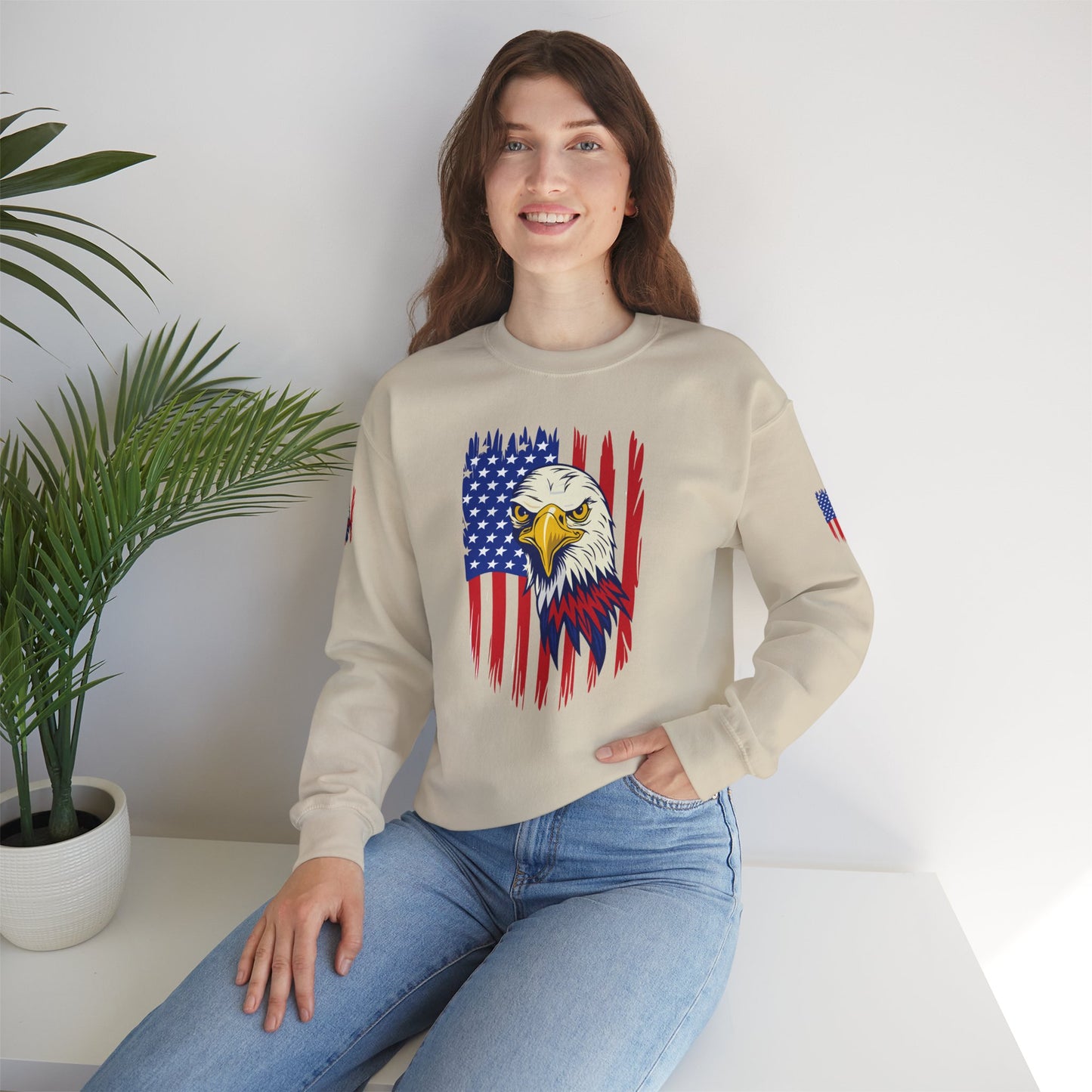 Princess Grace Patriotic Eagle Crewneck Sweatshirt Unisex Heavy Blend