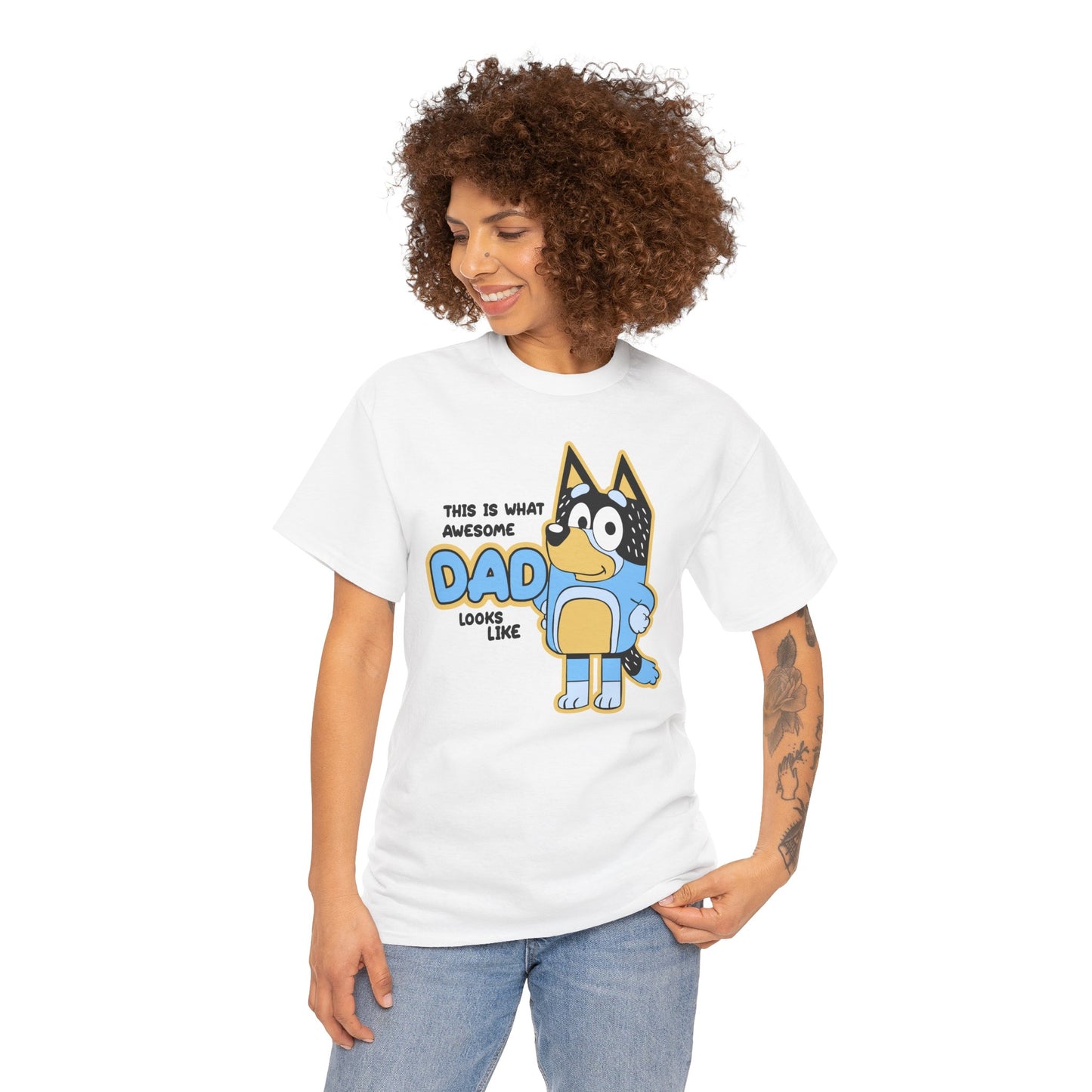Princess Grace  Bluey  Awesome Dad Unisex Heavy Cotton Tee  Funny Gift for Father's Day