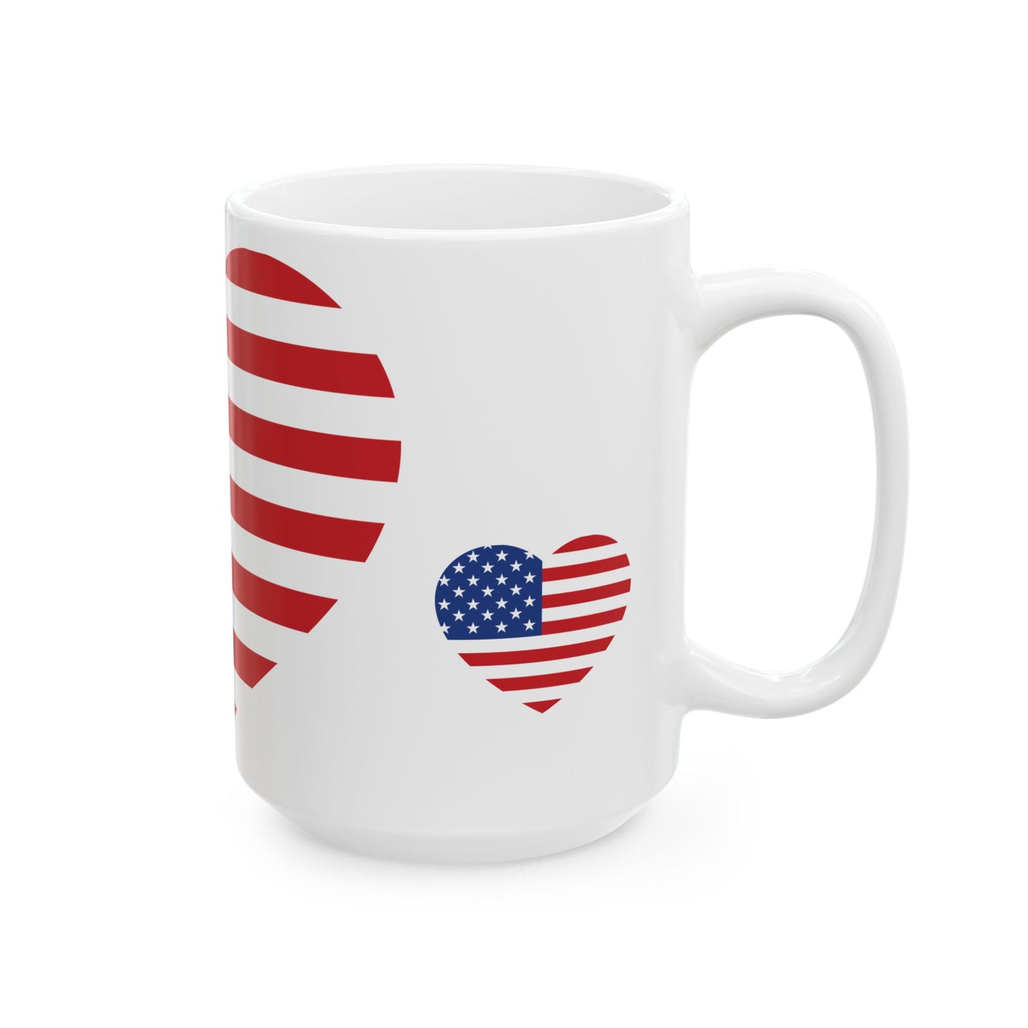 Princess Grace  Patriotic Heart Ceramic Mug  American Flag Design  11oz & 15oz