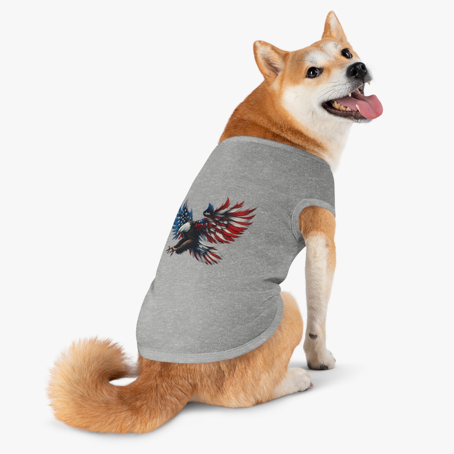 Princess Grace  Patriotic Eagle Pet Tank Top Comfortable & Stylish Holiday Apparel for Dogs