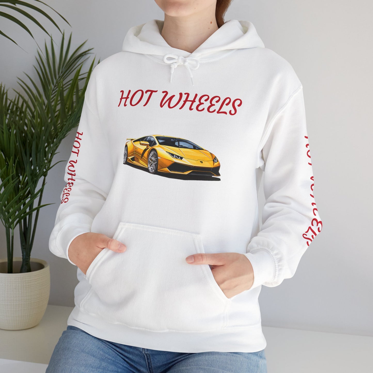 Princess Grace  Hot Wheels Unisex Hoodie Yellow Sports Car Graphic Sweatshirt