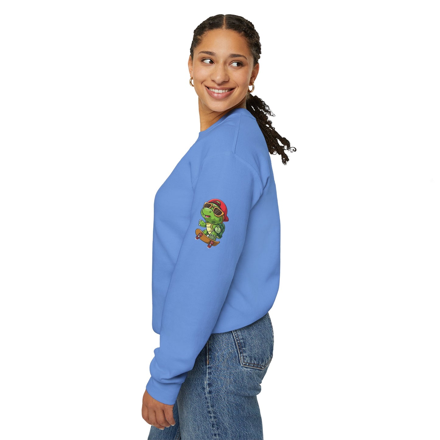 Princess Grace  Cool Turtle Skateboarding Crewneck Sweatshirt for Kids and Teens