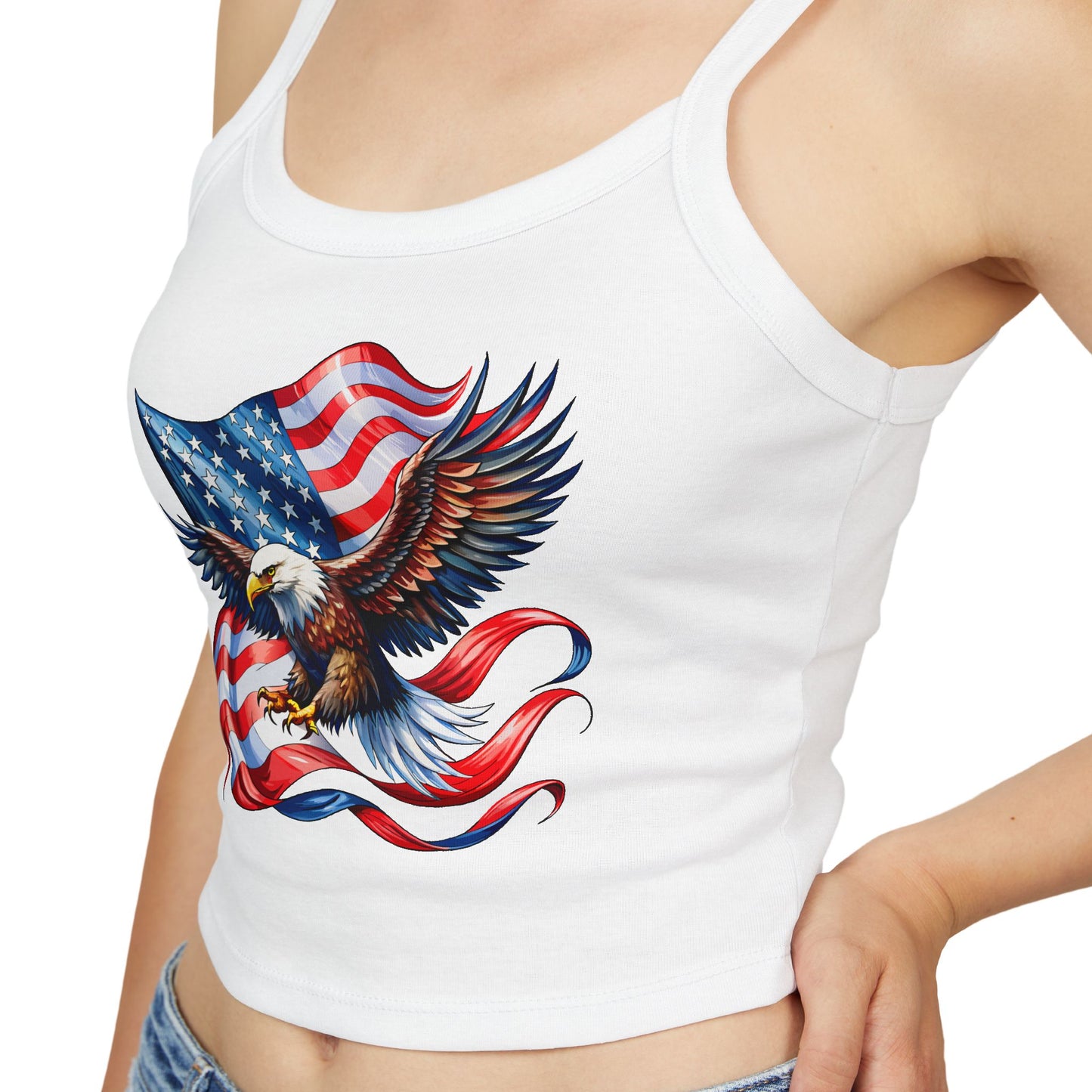 Princess Grace  Patriotic Women's Spaghetti Strap Tank Top USA Eagle Design