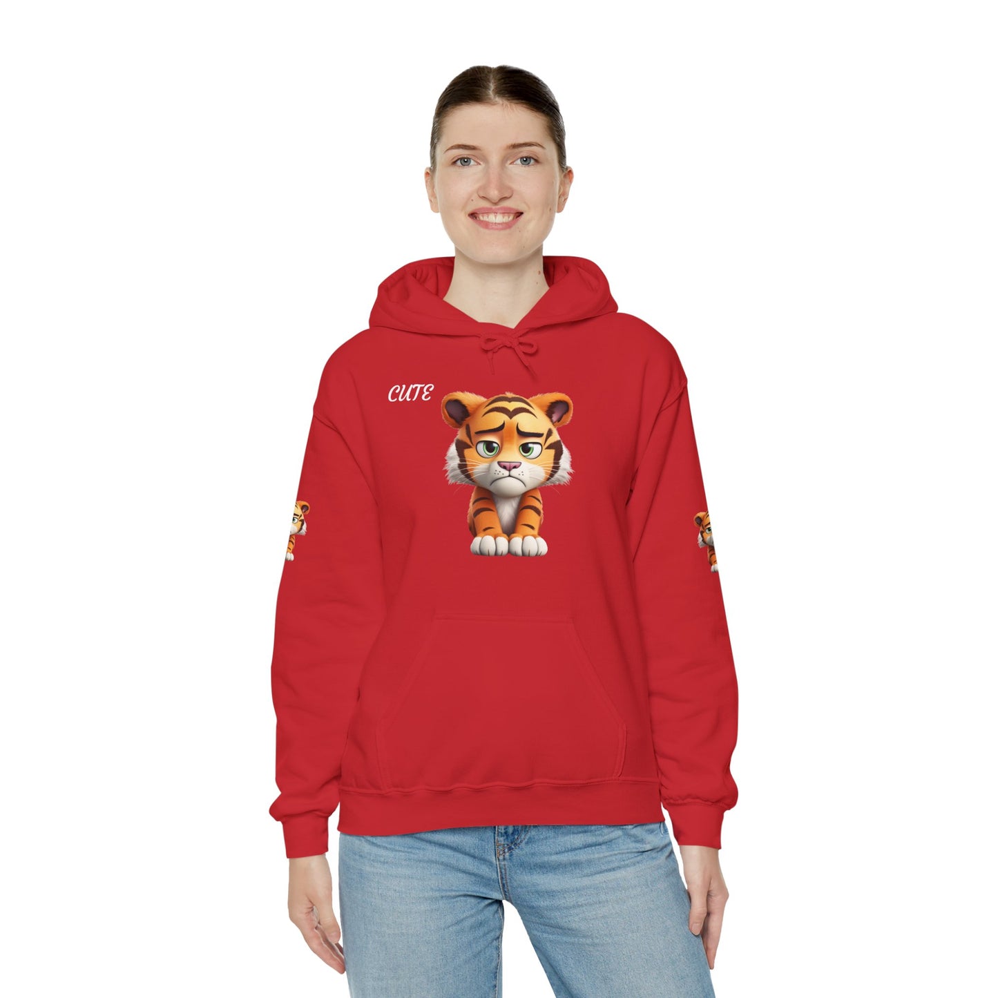 Princess Grace RED Cute Tiger Graphic Unisex Hoodie Heavy Blend Sweatshirt